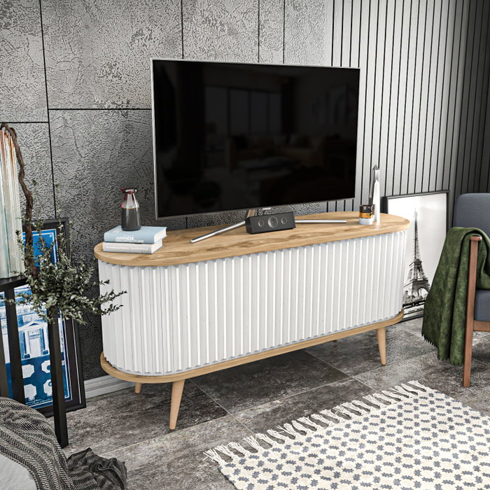 Hanah Home Soporte de TV Roble Oud y Blanco